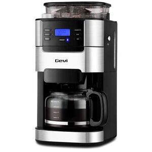 Gevi 10-Cup Grind and Brew Coffee Maker 2-in-1 Smart Drip Machine DCMBO Silver
